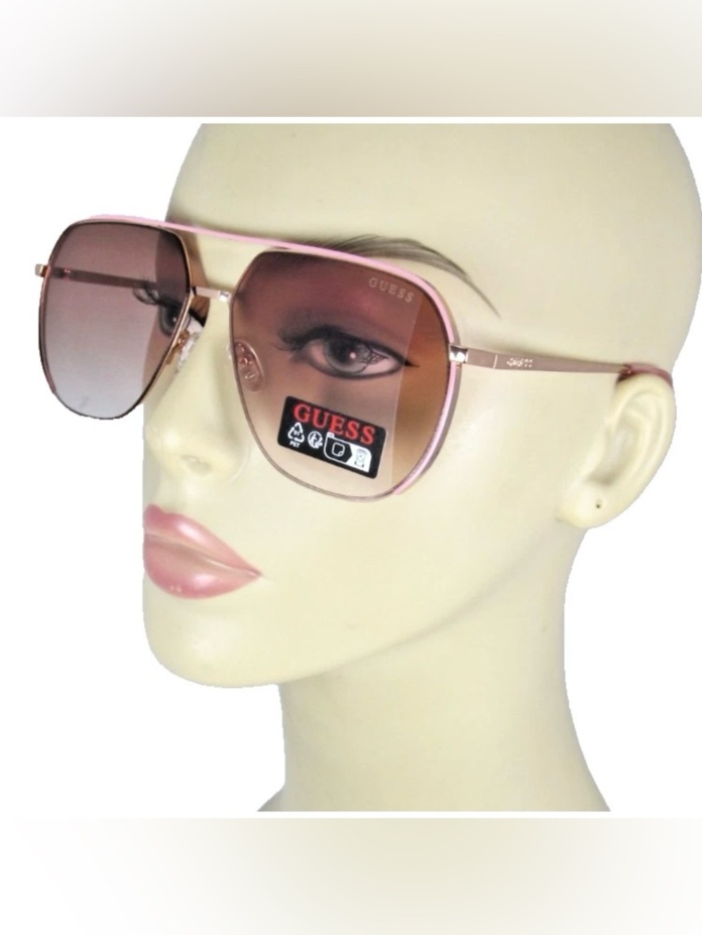 GUESS Gold Metal Frame Aviator
Sunglasses Pink Enamel Rims Outline
GO00064-28G